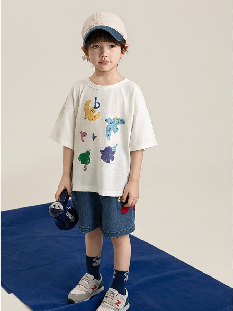 Graphic Explorer Hero Tシャツ デニムショートパンツ セットアップ【mh0012730】 YoehYaul 半袖セットアップ