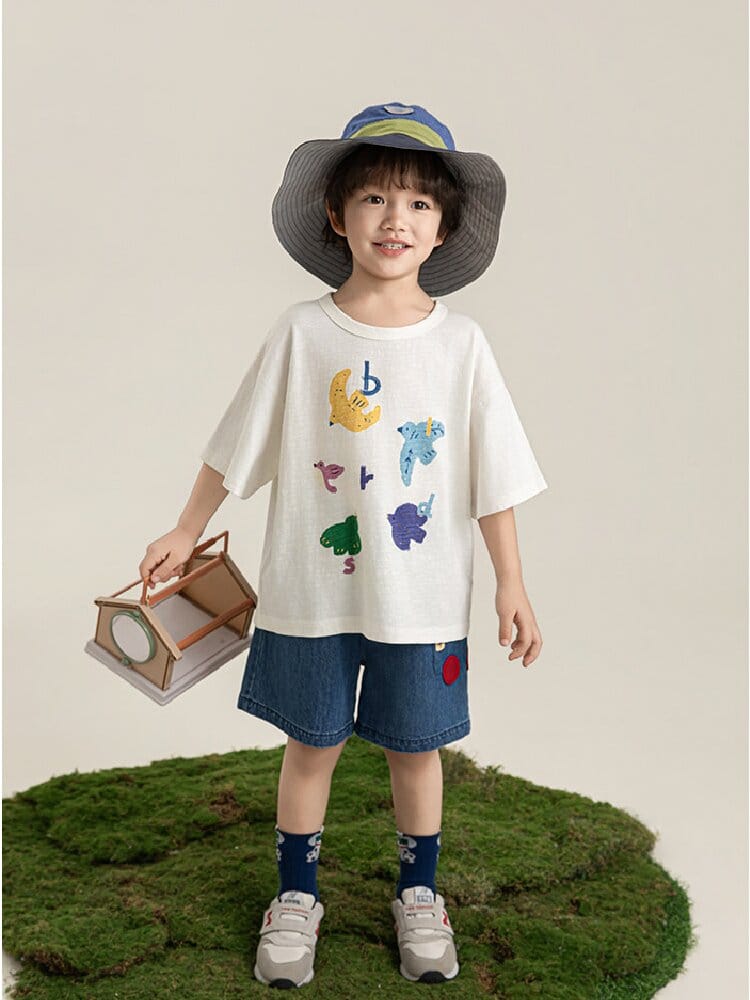 Graphic Explorer Hero Tシャツ デニムショートパンツ セットアップ【mh0012730】 YoehYaul 半袖セットアップ