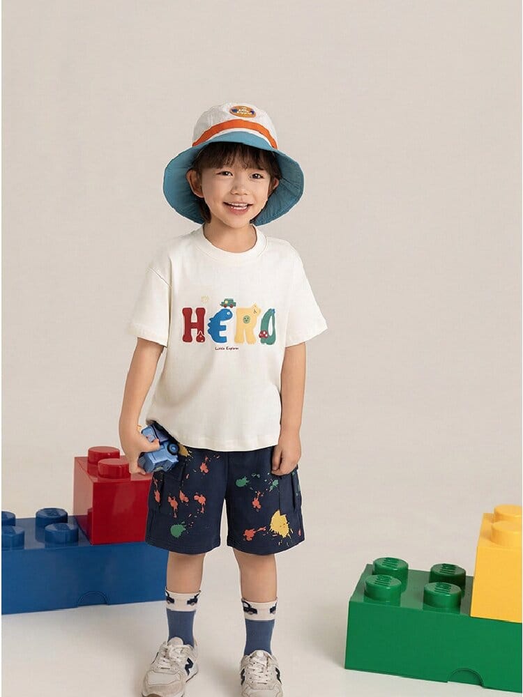 Graphic Explorer Hero Tシャツ デニムショートパンツ セットアップ【mh0012730】 YoehYaul 半袖セットアップ