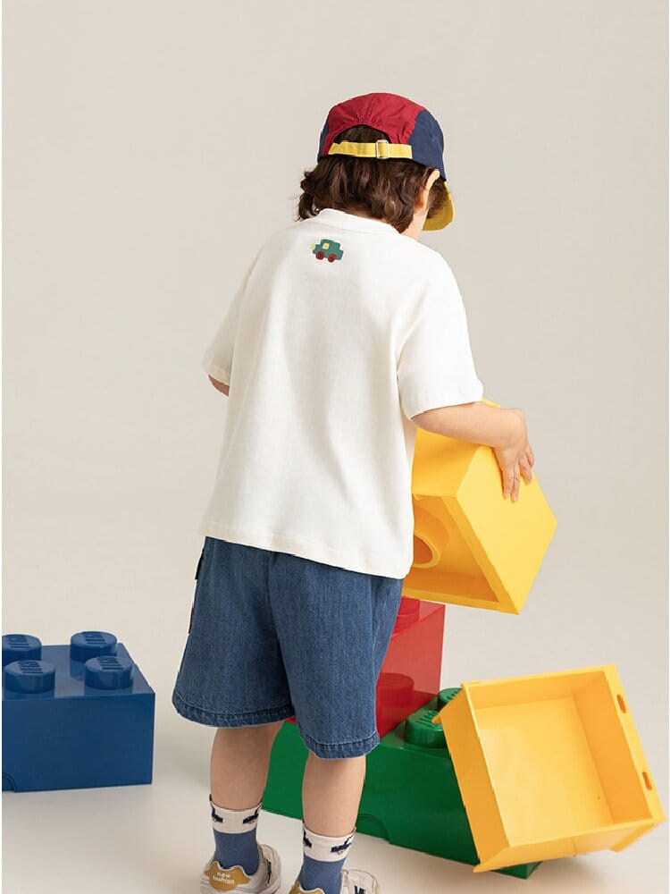 Graphic Explorer Hero Tシャツ デニムショートパンツ セットアップ【mh0012730】 YoehYaul 半袖セットアップ