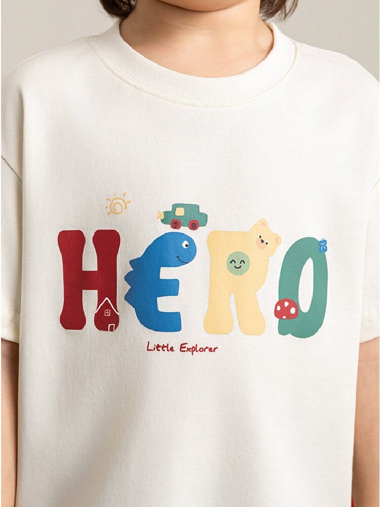 Graphic Explorer Hero Tシャツ デニムショートパンツ セットアップ【mh0012730】 YoehYaul 半袖セットアップ