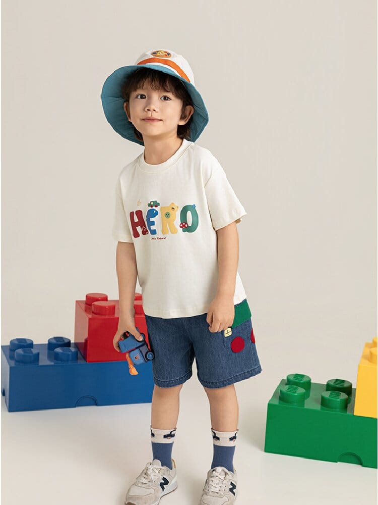 Graphic Explorer Hero Tシャツ デニムショートパンツ セットアップ【mh0012730】 YoehYaul 半袖セットアップ
