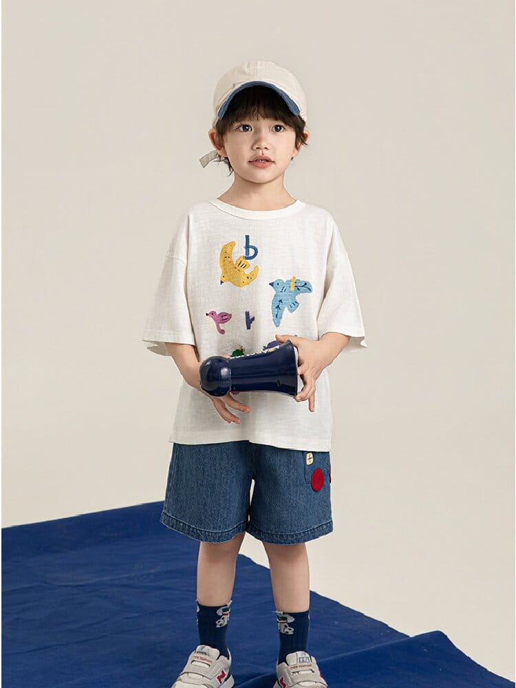 Graphic Explorer Hero Tシャツ デニムショートパンツ セットアップ【mh0012730】 YoehYaul 半袖セットアップ
