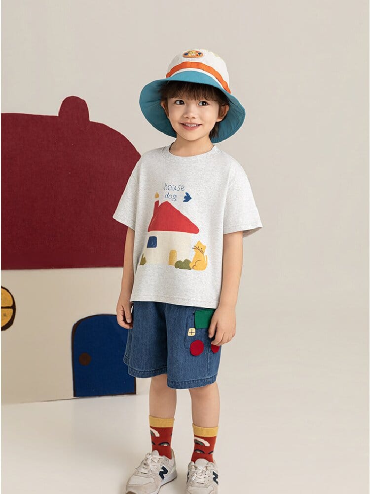 Graphic Explorer Hero Tシャツ デニムショートパンツ セットアップ【mh0012730】 YoehYaul 半袖セットアップ