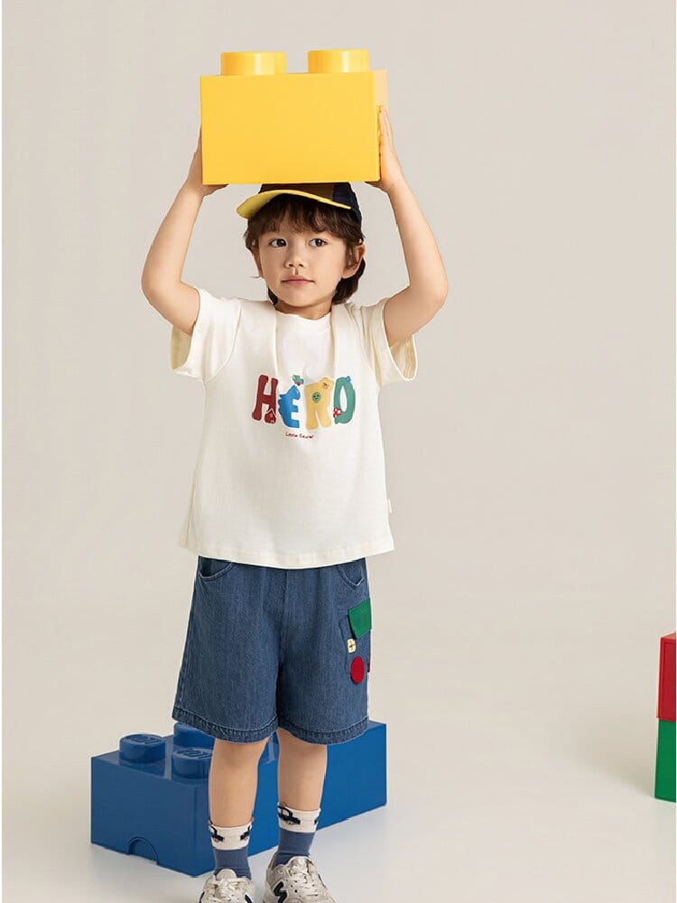 Graphic Explorer Hero Tシャツ デニムショートパンツ セットアップ【mh0012730】 YoehYaul 半袖セットアップ
