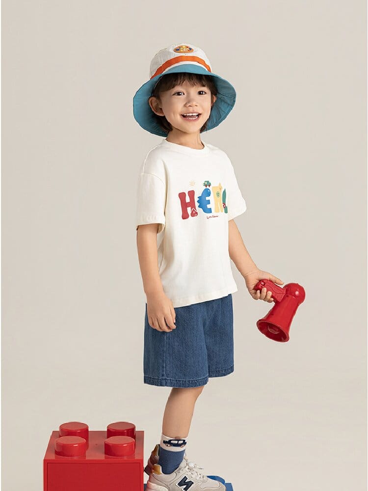 Graphic Explorer Hero Tシャツ デニムショートパンツ セットアップ【mh0012730】 YoehYaul 半袖セットアップ