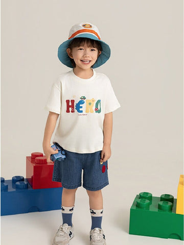 Graphic Explorer Hero Tシャツ デニムショートパンツ セットアップ【mh0012730】 YoehYaul 半袖セットアップ