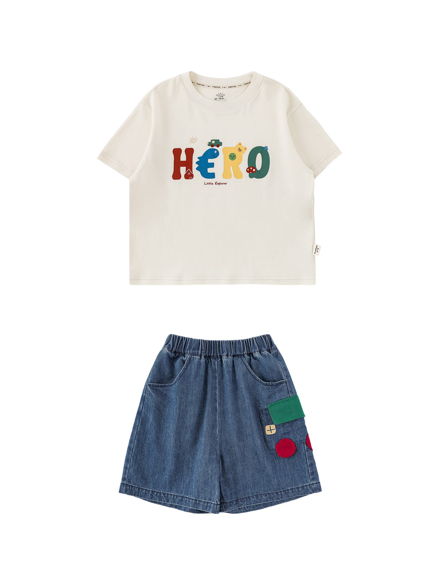 Graphic Explorer Hero Tシャツ デニムショートパンツ セットアップ【mh0012730】 YoehYaul 半袖セットアップ