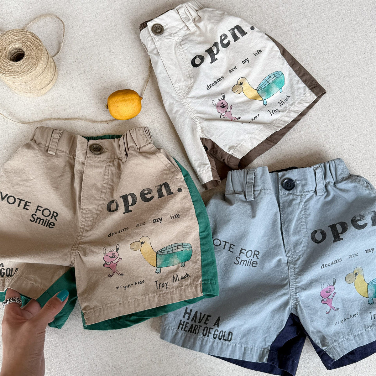 Graphic Letter Print Shorts プリント ショートパンツ【mh0013220】 ADbaby ハーフパンツ・ショートパンツ
