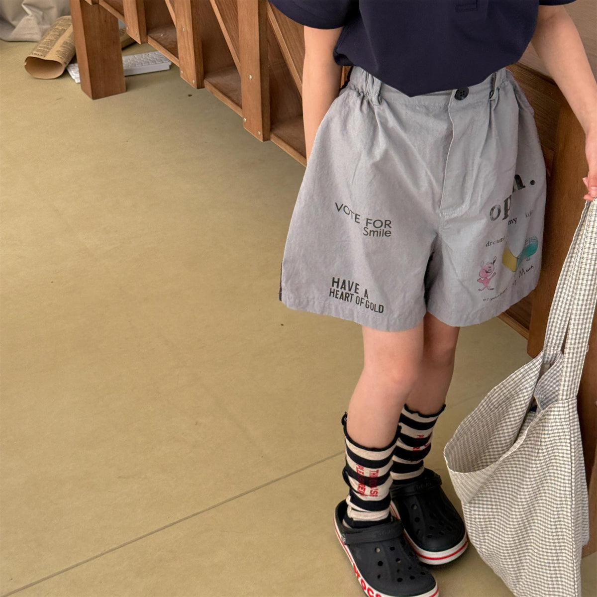 Graphic Letter Print Shorts プリント ショートパンツ【mh0013220】 ADbaby ハーフパンツ・ショートパンツ