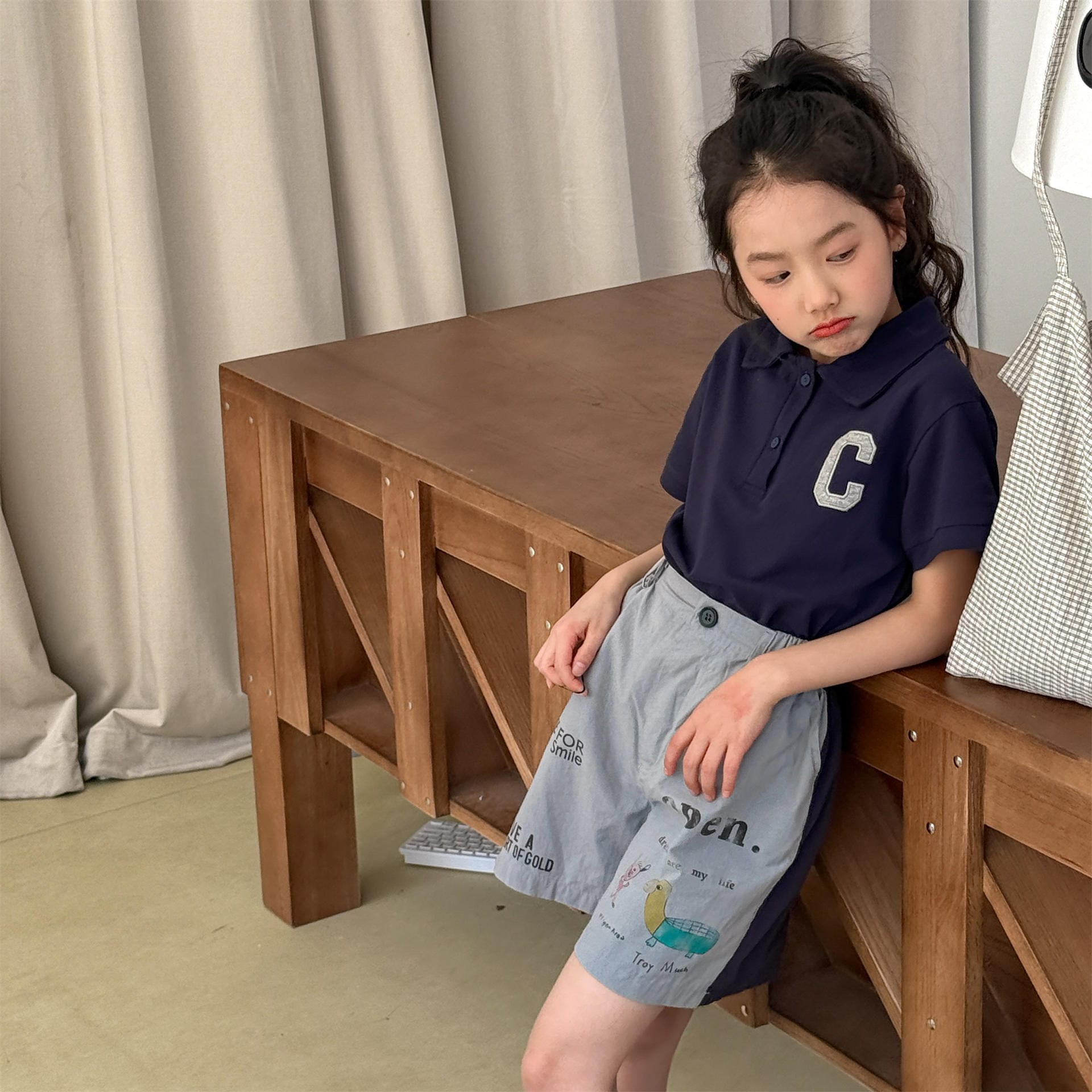 Graphic Letter Print Shorts プリント ショートパンツ【mh0013220】 ADbaby ハーフパンツ・ショートパンツ