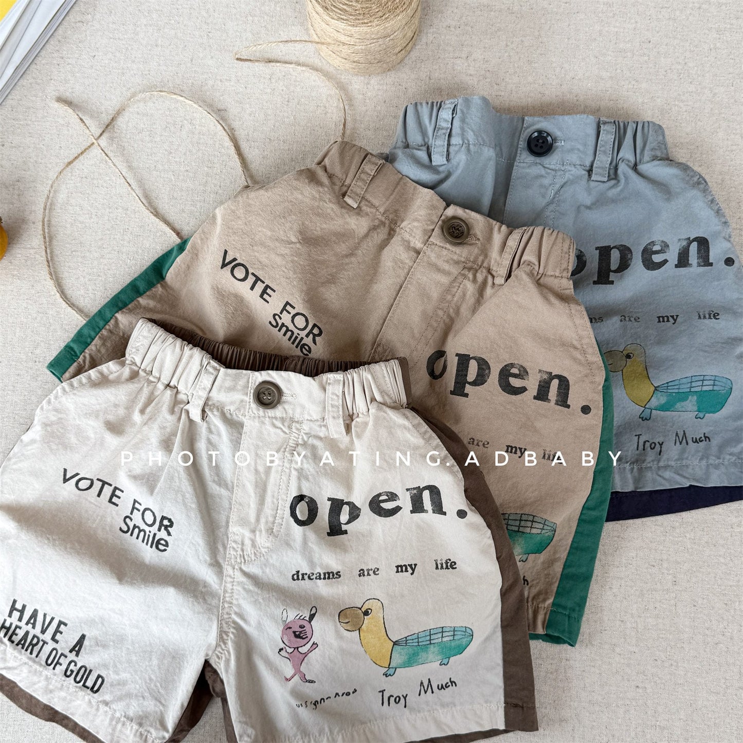 Graphic Letter Print Shorts プリント ショートパンツ【mh0013220】 ADbaby ハーフパンツ・ショートパンツ