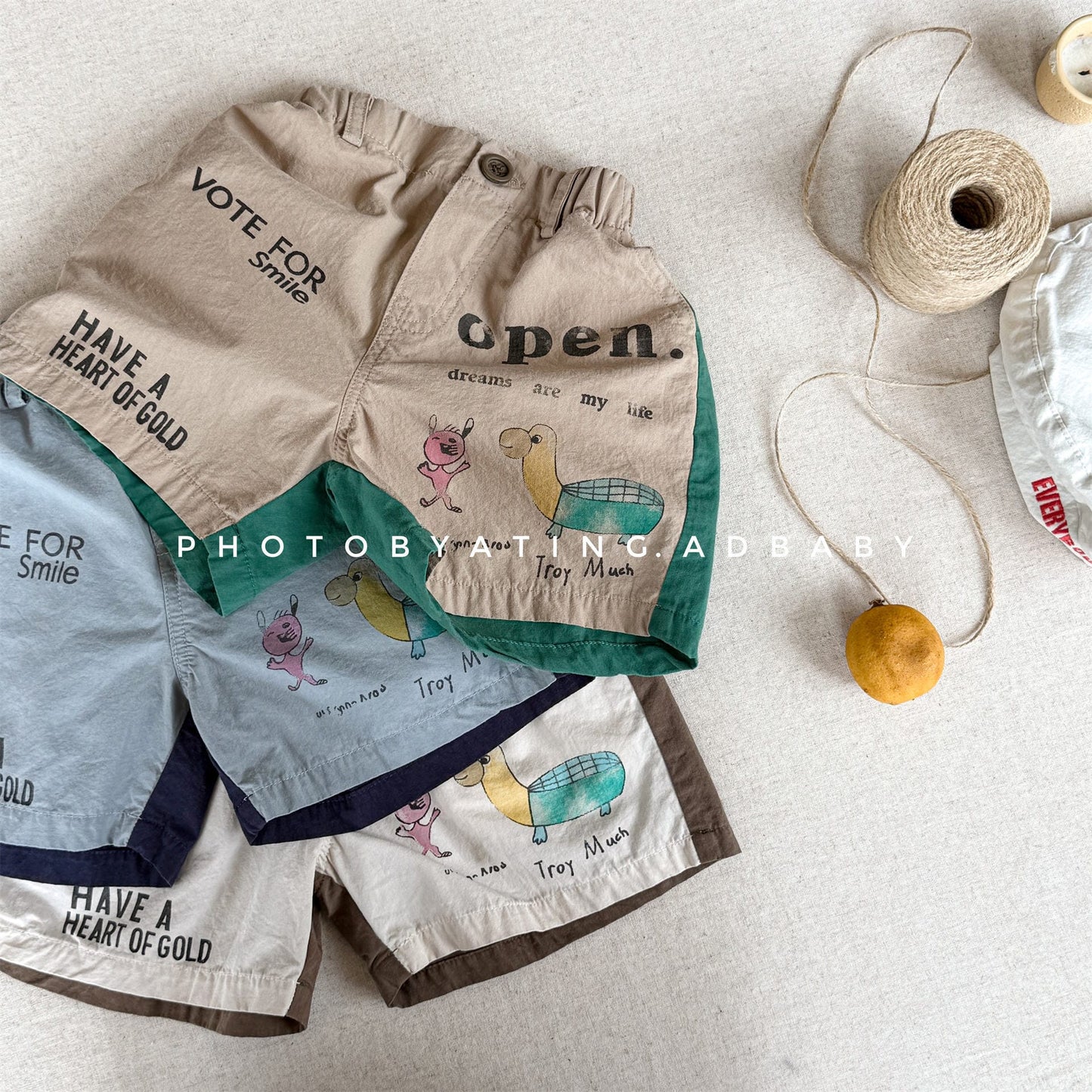 Graphic Letter Print Shorts プリント ショートパンツ【mh0013220】 ADbaby ハーフパンツ・ショートパンツ