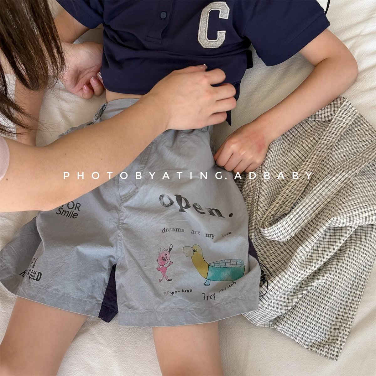 Graphic Letter Print Shorts プリント ショートパンツ【mh0013220】 ADbaby ハーフパンツ・ショートパンツ
