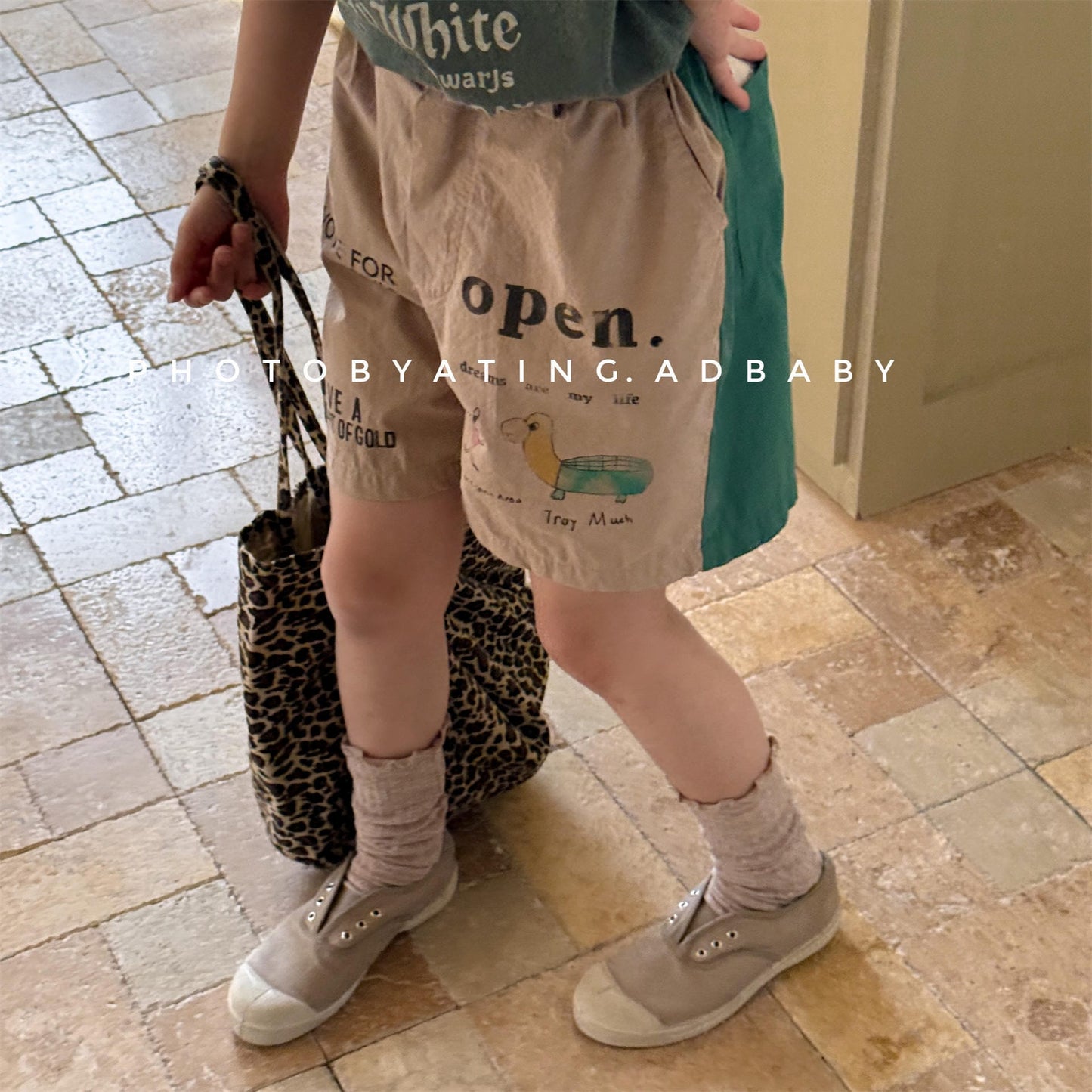 Graphic Letter Print Shorts プリント ショートパンツ【mh0013220】 ADbaby ハーフパンツ・ショートパンツ