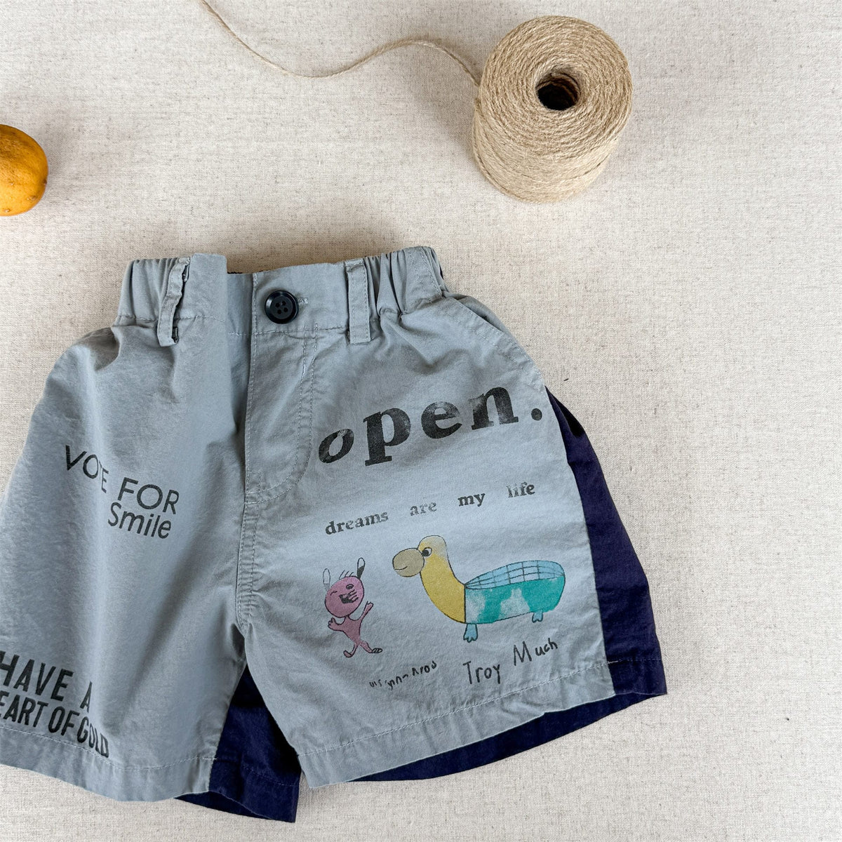 Graphic Letter Print Shorts プリント ショートパンツ【mh0013220】 Blue / 80cm ADbaby ハーフパンツ・ショートパンツ