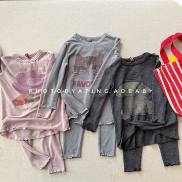 Graphic Long Sleeve Pajama Set グラフィック 長袖 パジャマセット【mh0012451】 ADbaby 長袖パジャマ