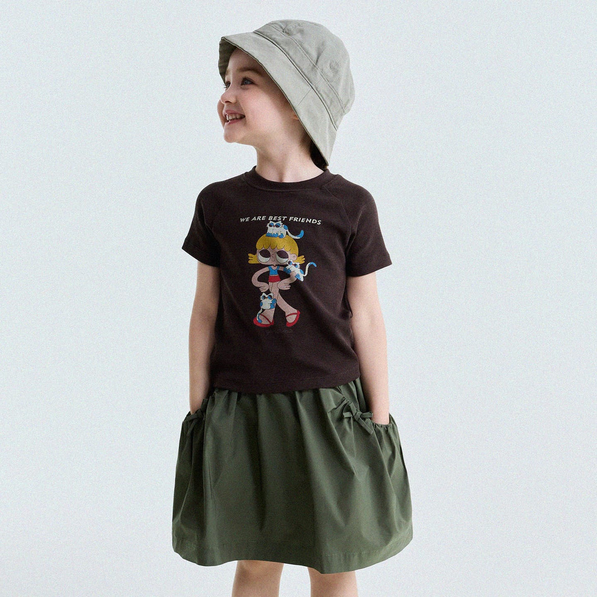 Graphic Print Cotton Raglan T-Shirt キャラクタープリント ラグランTシャツ【mh0013170】 Dark Gray / 80cm yunerma 半袖Tシャツ