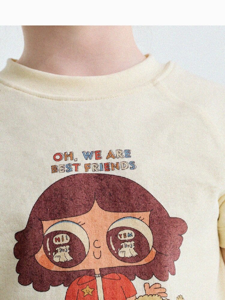 Graphic Print Cotton Raglan T-Shirt キャラクタープリント ラグランTシャツ【mh0013170】 yunerma 半袖Tシャツ