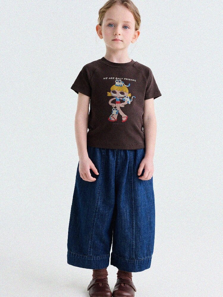 Graphic Print Cotton Raglan T-Shirt キャラクタープリント ラグランTシャツ【mh0013170】 yunerma 半袖Tシャツ