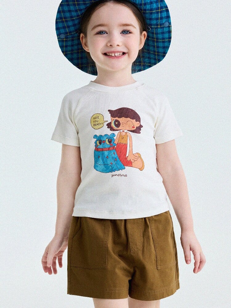Graphic Print Cotton Raglan T-Shirt キャラクタープリント ラグランTシャツ【mh0013170】 yunerma 半袖Tシャツ