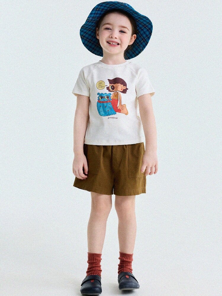 Graphic Print Cotton Raglan T-Shirt キャラクタープリント ラグランTシャツ【mh0013170】 yunerma 半袖Tシャツ