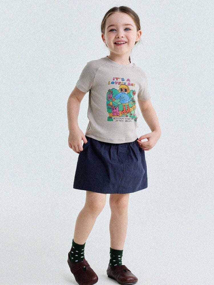 Graphic Print Cotton Raglan T-Shirt キャラクタープリント ラグランTシャツ【mh0013170】 yunerma 半袖Tシャツ