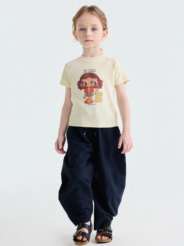 Graphic Print Cotton Raglan T-Shirt キャラクタープリント ラグランTシャツ【mh0013170】 yunerma 半袖Tシャツ