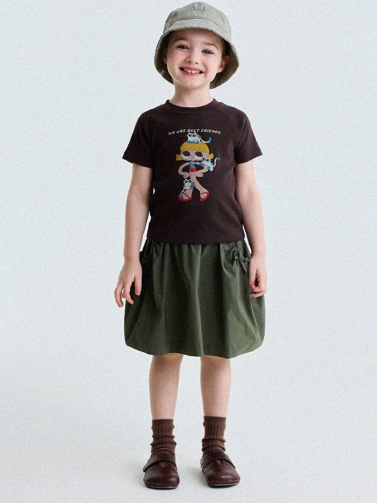Graphic Print Cotton Raglan T-Shirt キャラクタープリント ラグランTシャツ【mh0013170】 yunerma 半袖Tシャツ