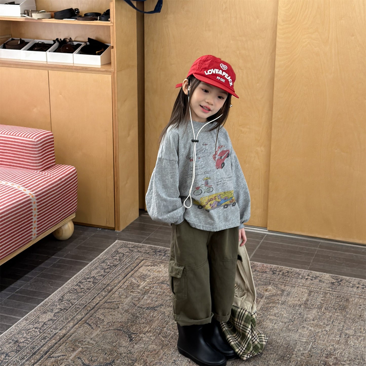 Graphic Print Cropped Pants プリント クロップドパンツ【mh0012463】 ADbaby ロングパンツ・スウェットパンツ