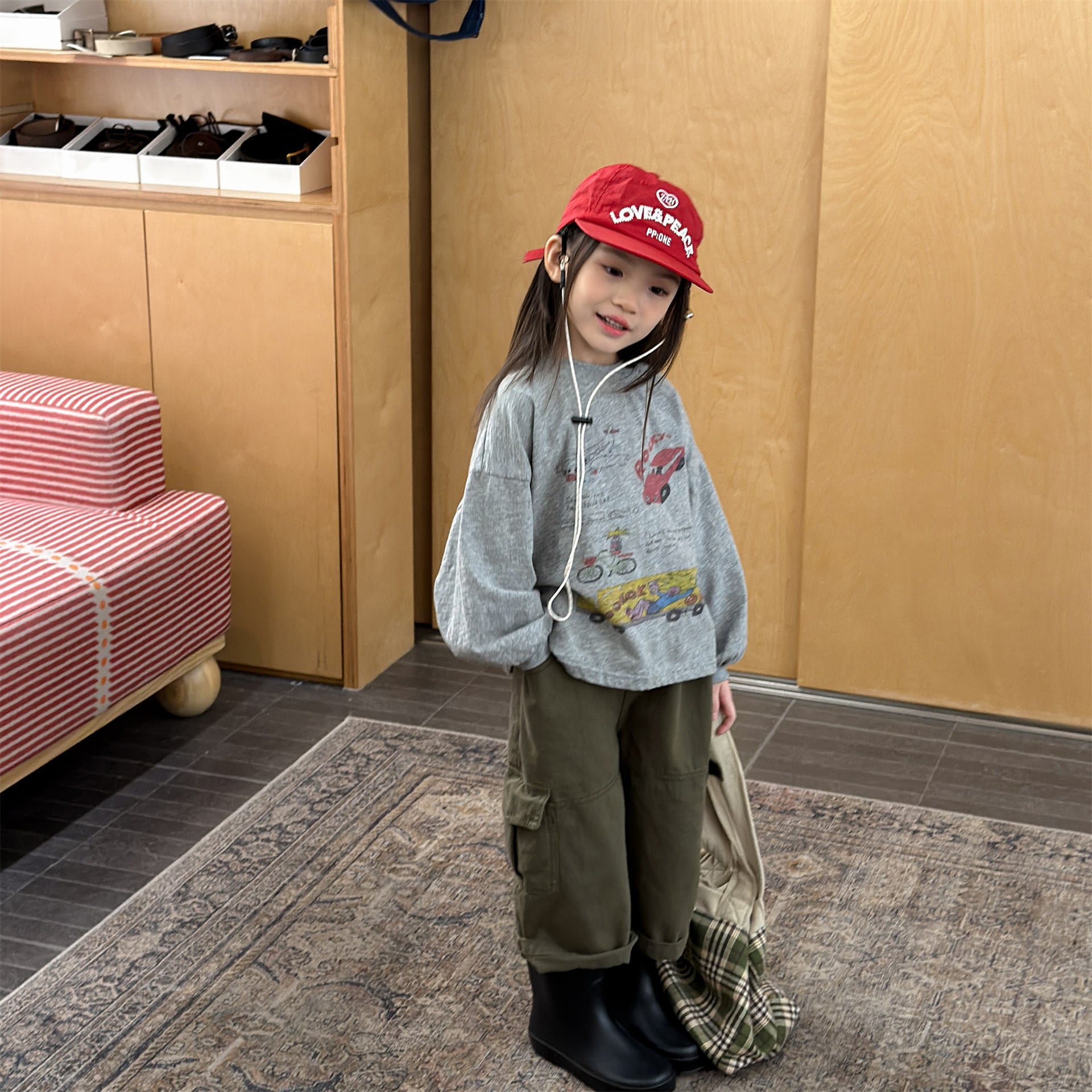 Graphic Print Cropped Pants プリント クロップドパンツ【mh0012463】 ADbaby ロングパンツ・スウェットパンツ