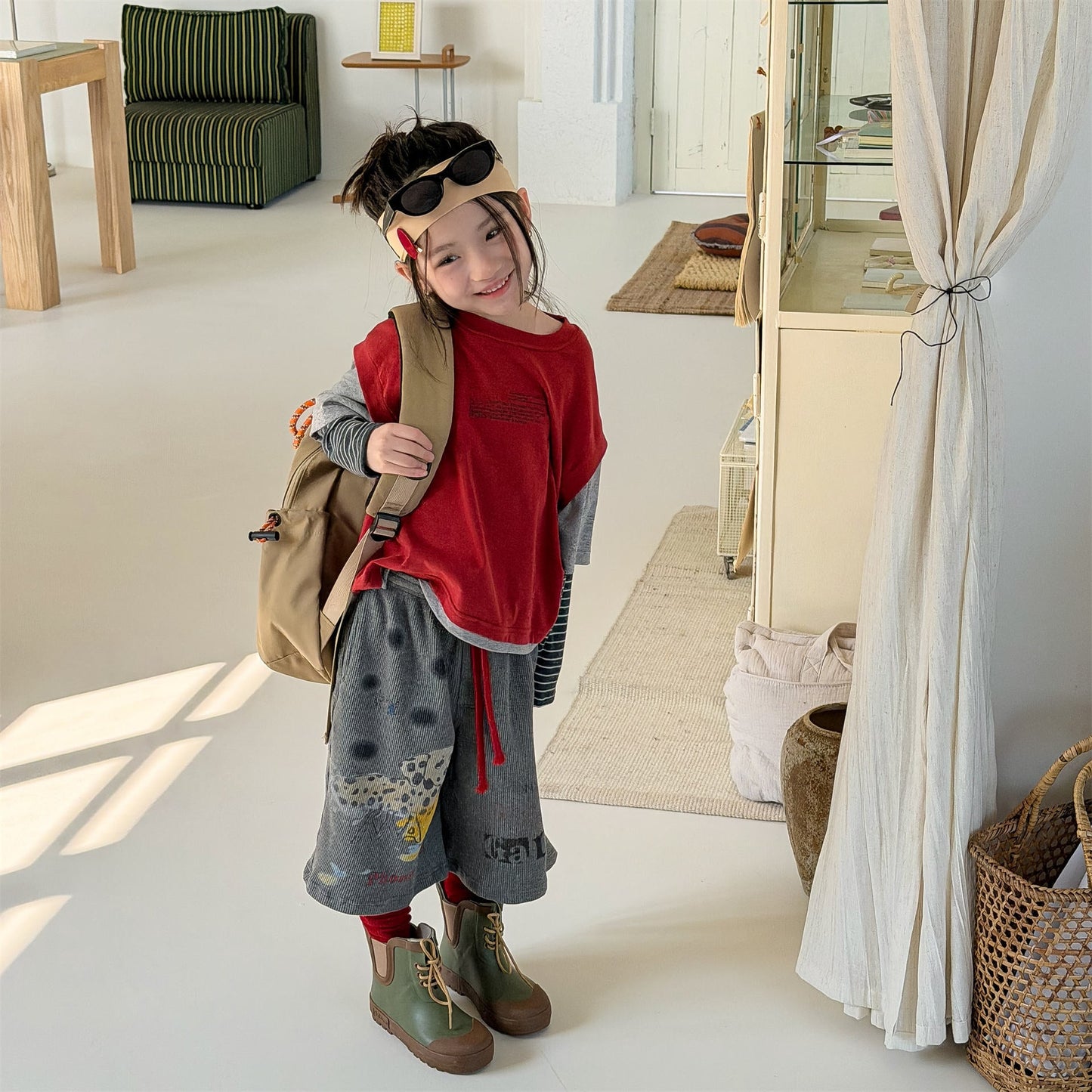 Graphic Print Cropped Pants プリント クロップドパンツ【mh0012463】 ADbaby ロングパンツ・スウェットパンツ