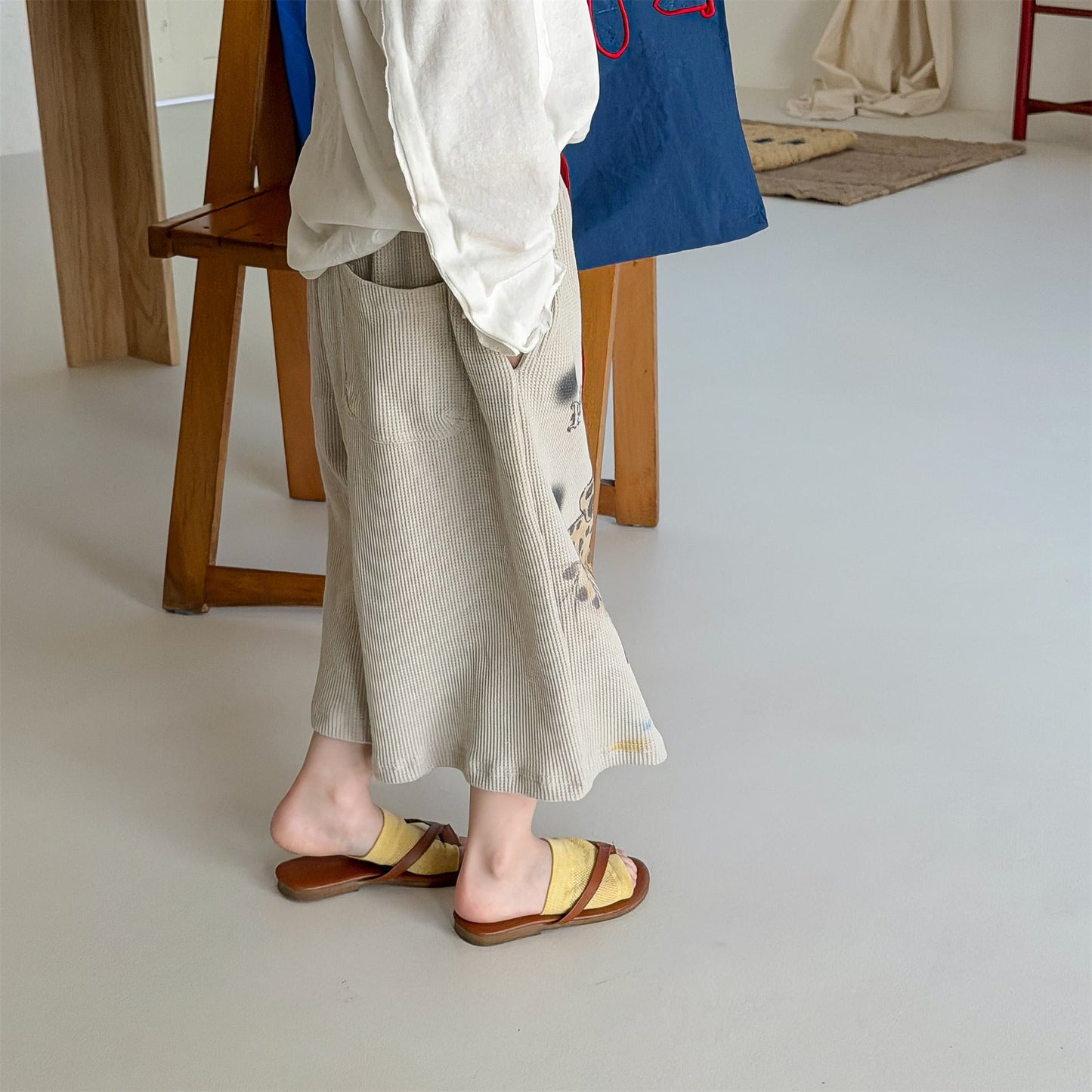 Graphic Print Cropped Pants プリント クロップドパンツ【mh0012463】 ADbaby ロングパンツ・スウェットパンツ