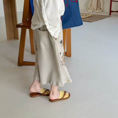 Graphic Print Cropped Pants プリント クロップドパンツ【mh0012463】 ADbaby ロングパンツ・スウェットパンツ