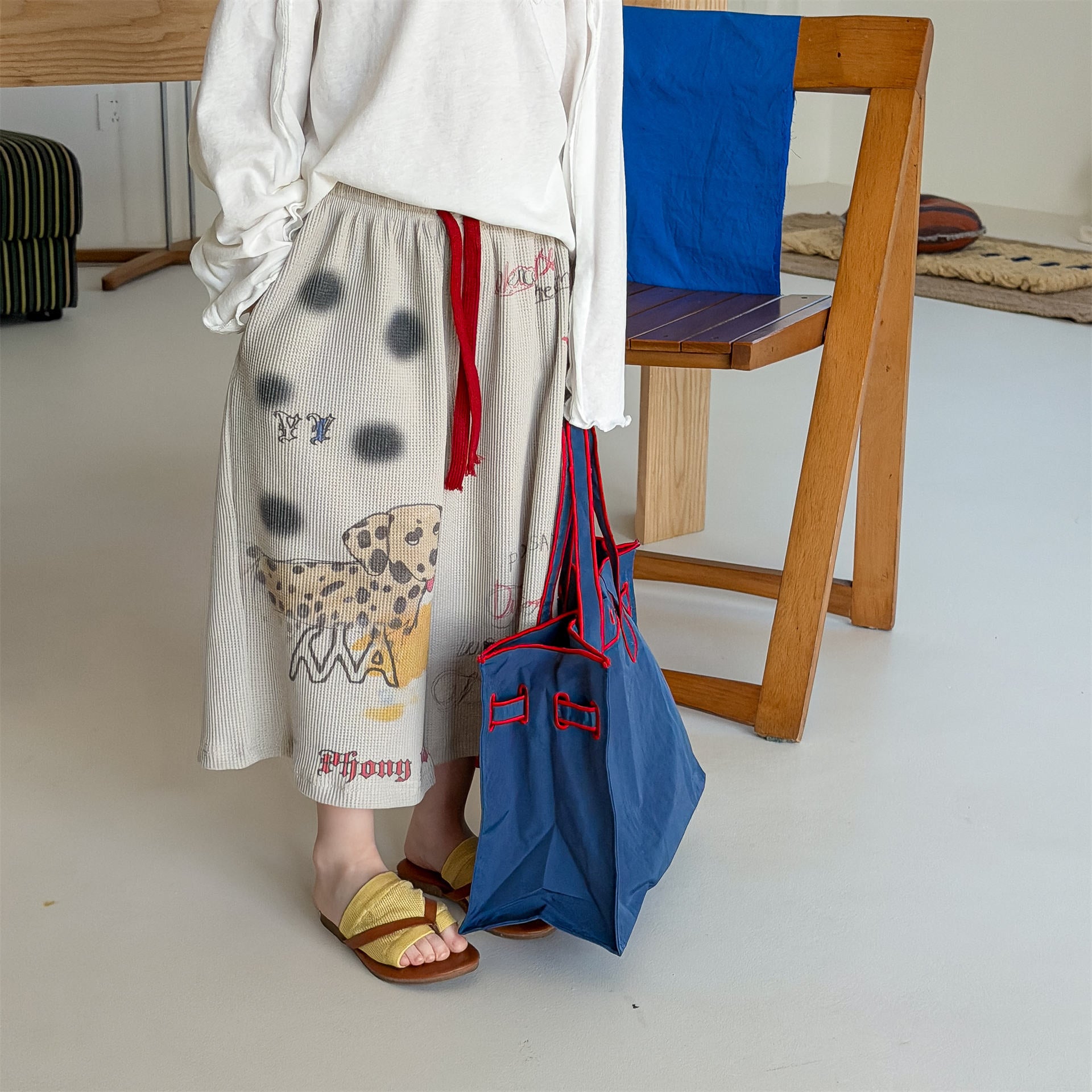 Graphic Print Cropped Pants プリント クロップドパンツ【mh0012463】 ADbaby ロングパンツ・スウェットパンツ