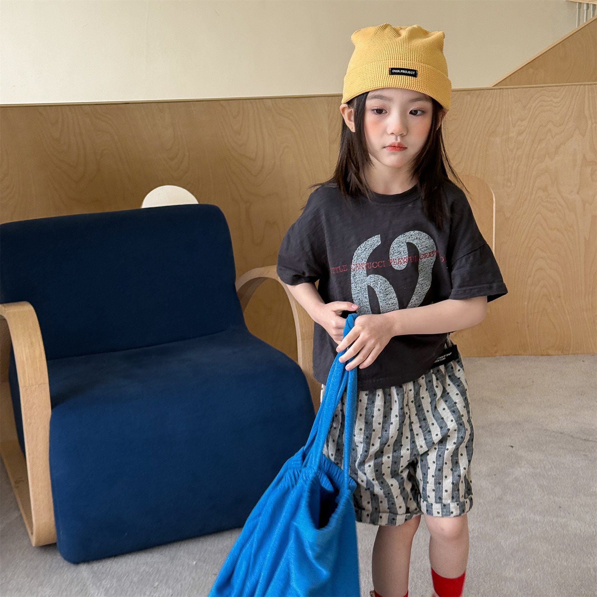 Graphic Print Drop Shoulder T-Shirt ナンバーロゴ 半袖Tシャツ【mh0013223】 ADbaby 半袖Tシャツ
