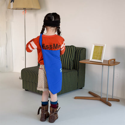グラフィックプリント長袖Tシャツ（オレンジ）背面に英字ロゴプリント