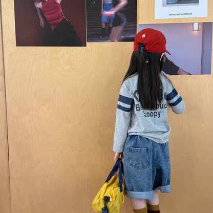グラフィックプリント長袖Tシャツ（ライトグレー）バックに大きな英字プリント