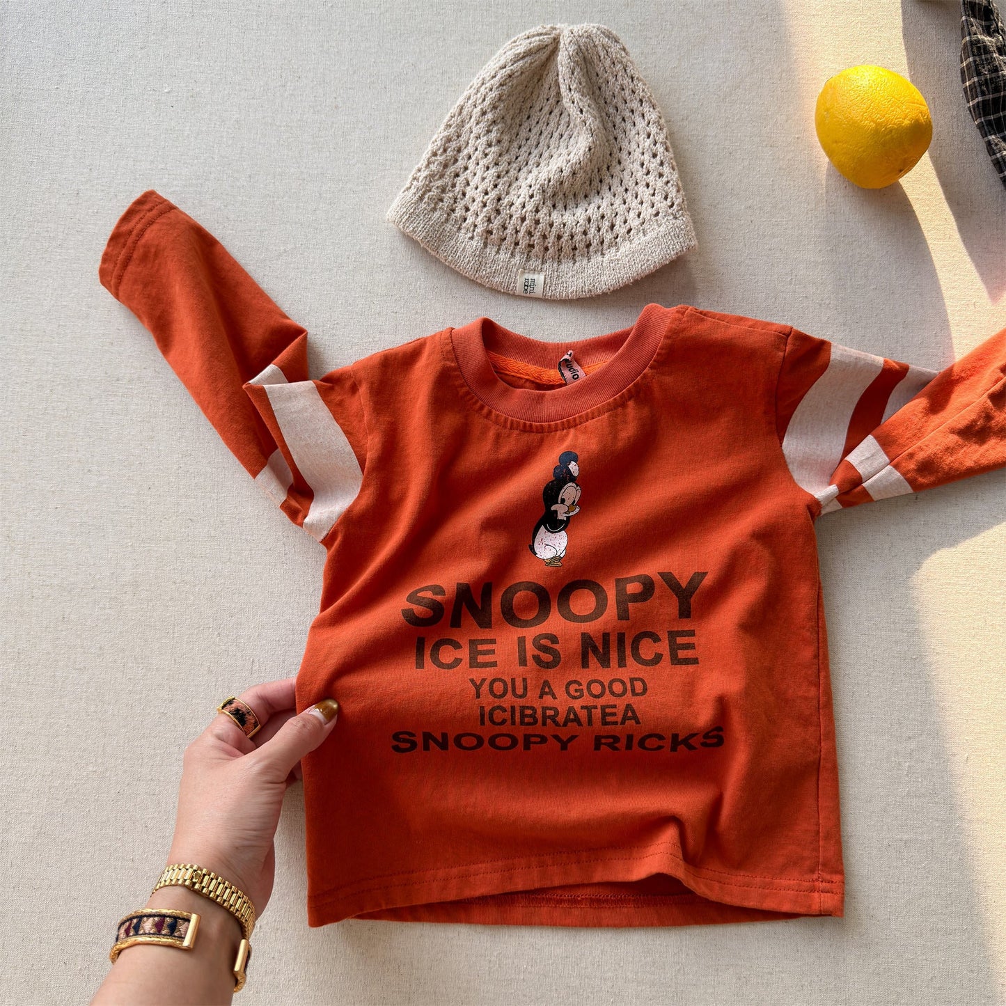 Graphic Print Long Sleeve T-shirt プリント 長袖 Tシャツ【mh0012452】 Orange / 80cm ADbaby 長袖Tシャツ