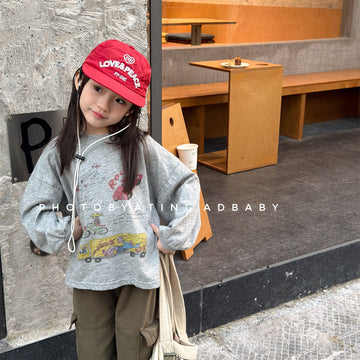 Graphic Print Long Sleeve Top イラスト プリント 長袖 Tシャツ【mh0012462】 ADbaby 長袖Tシャツ