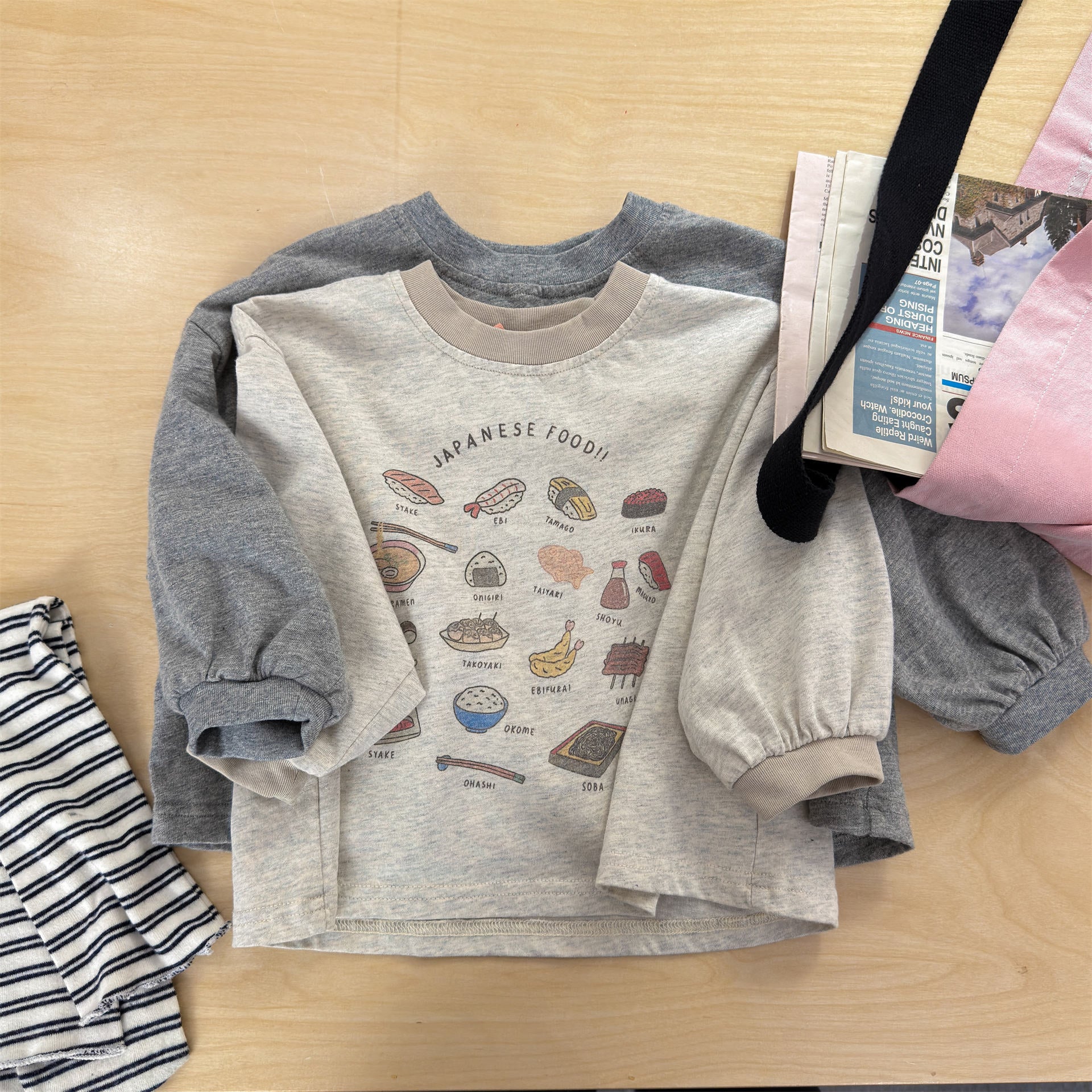 Graphic Print Long Sleeve Top イラスト プリント 長袖 Tシャツ【mh0012462】 ADbaby 長袖Tシャツ