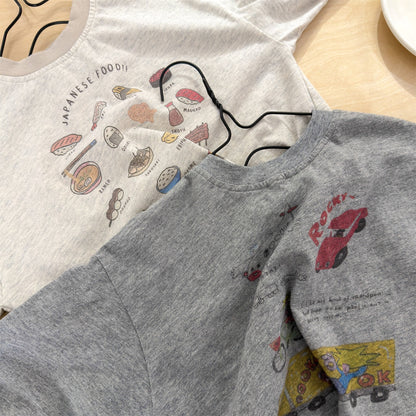 Graphic Print Long Sleeve Top イラスト プリント 長袖 Tシャツ【mh0012462】 ADbaby 長袖Tシャツ
