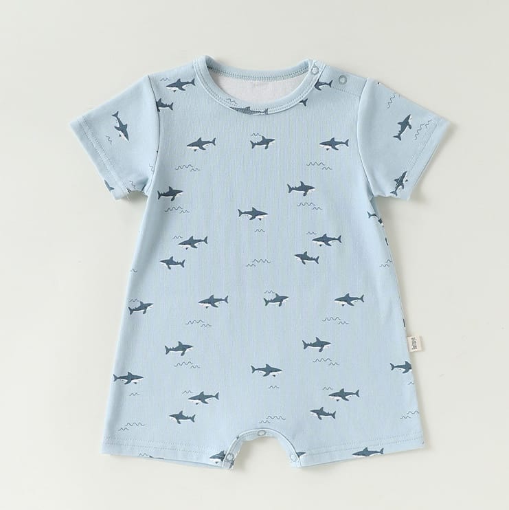 Graphic Print Short Romper マリンプリント 半袖ロンパース【mh0013041】 Beitaoya 半袖ロンパース