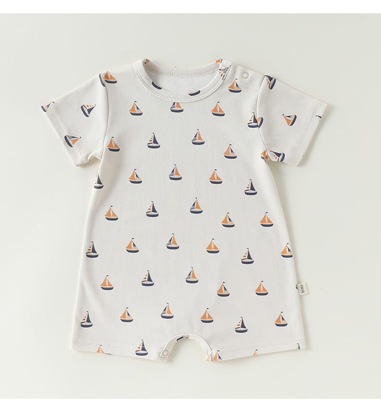 Graphic Print Short Romper マリンプリント 半袖ロンパース【mh0013041】 Beitaoya 半袖ロンパース