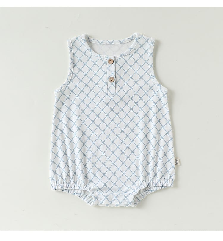 Graphic Print Sleeveless Romper マリン ダイヤ ノースリーブロンパース【mh0013039】 Beitaoya ノースリーブロンパース