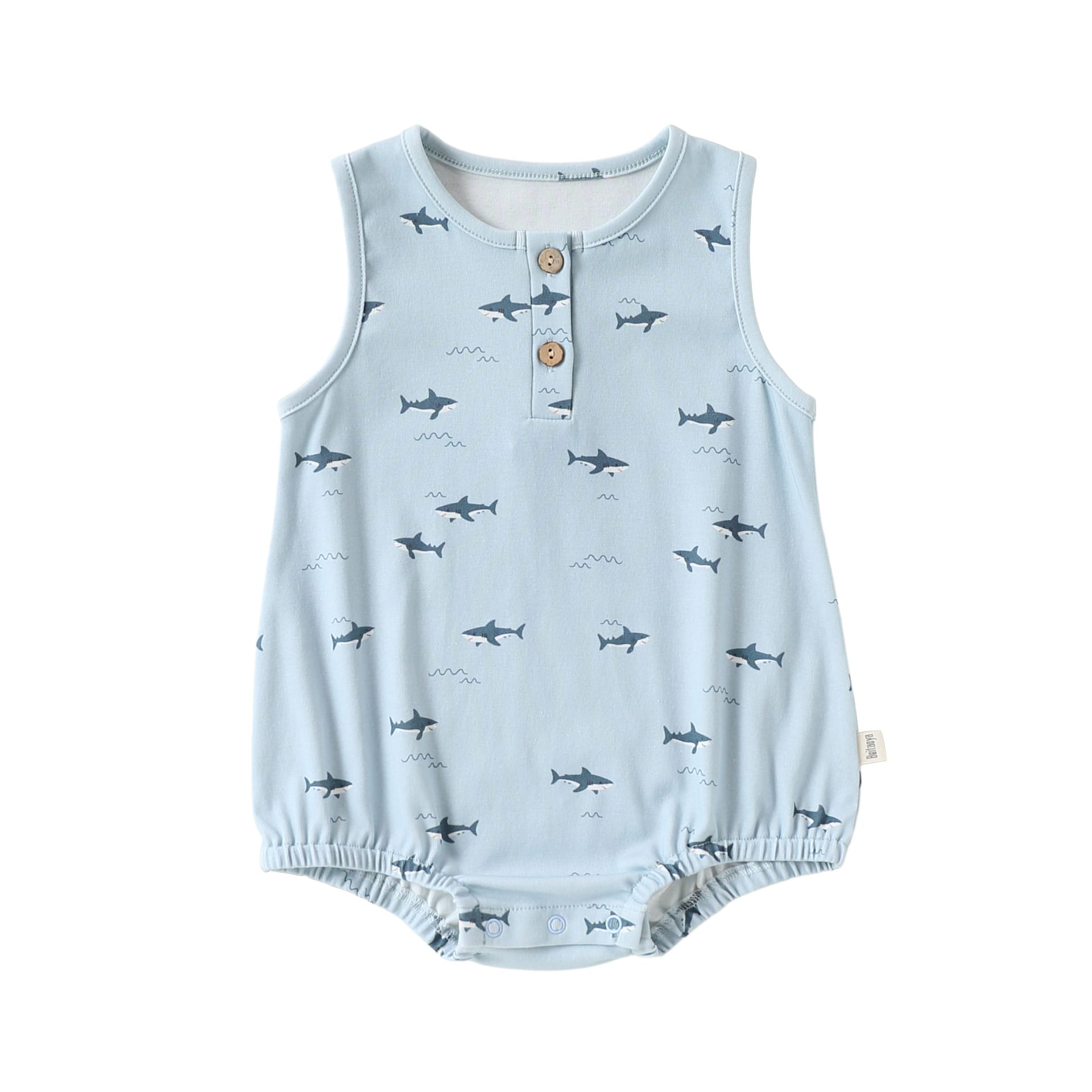 Graphic Print Sleeveless Romper マリン ダイヤ ノースリーブロンパース【mh0013039】 Ocean shark / 66cm Beitaoya ノースリーブロンパース