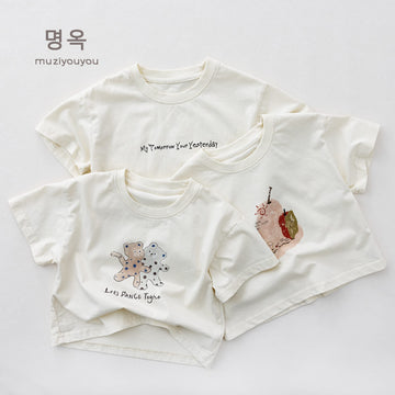 Graphic Printed Casual Tee プリント 半袖Tシャツ【mh0013617】 명옥 muziyouyou 半袖Tシャツ