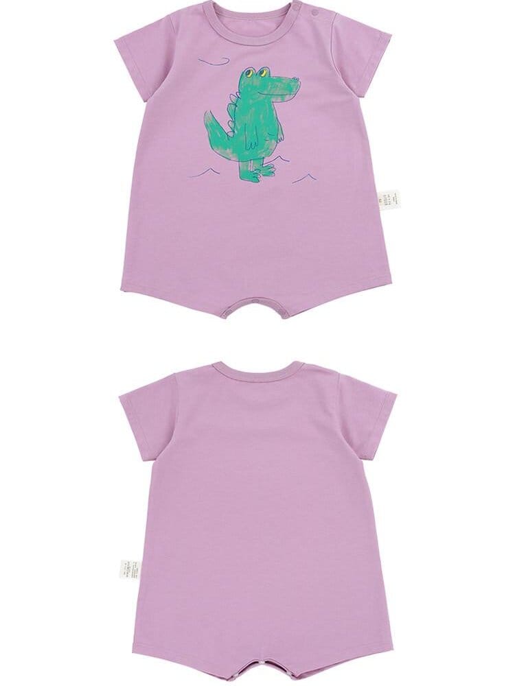Graphic Printed Lyocell Cotton Romper イラスト 半袖ロンパース【mh0013101】 RICE & SKY 半袖ロンパース