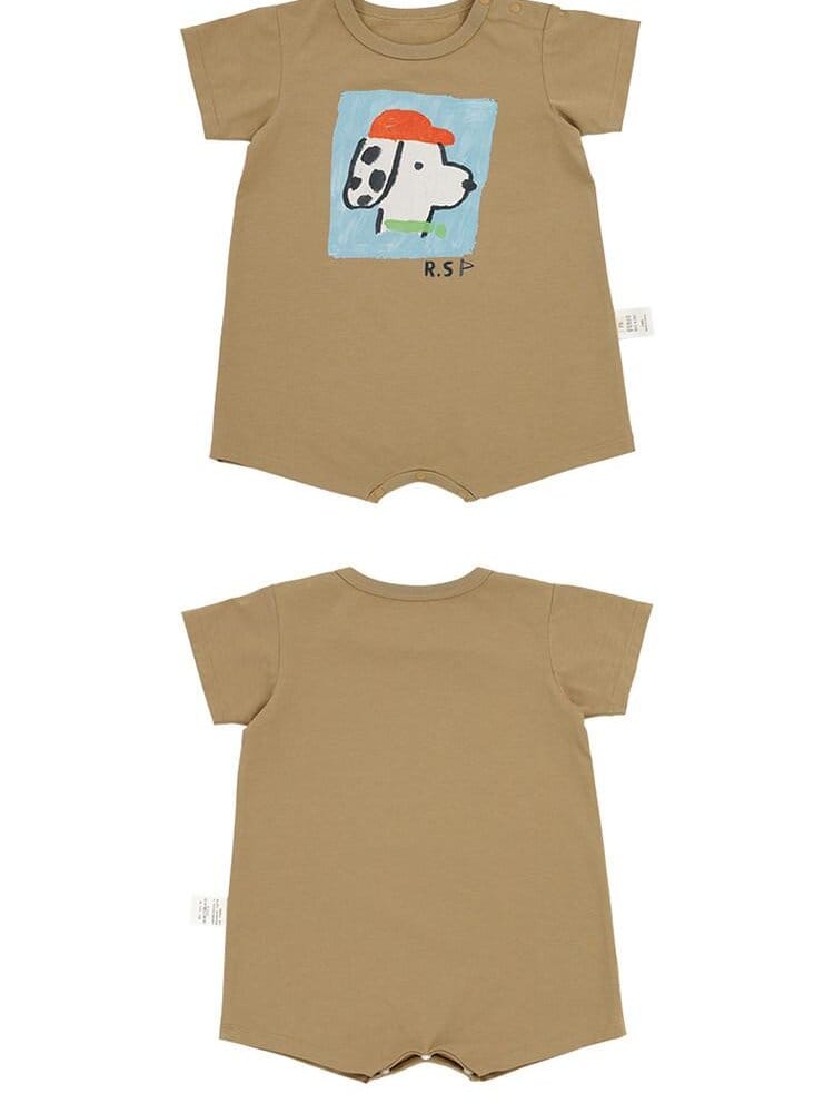 Graphic Printed Lyocell Cotton Romper イラスト 半袖ロンパース【mh0013101】 RICE & SKY 半袖ロンパース