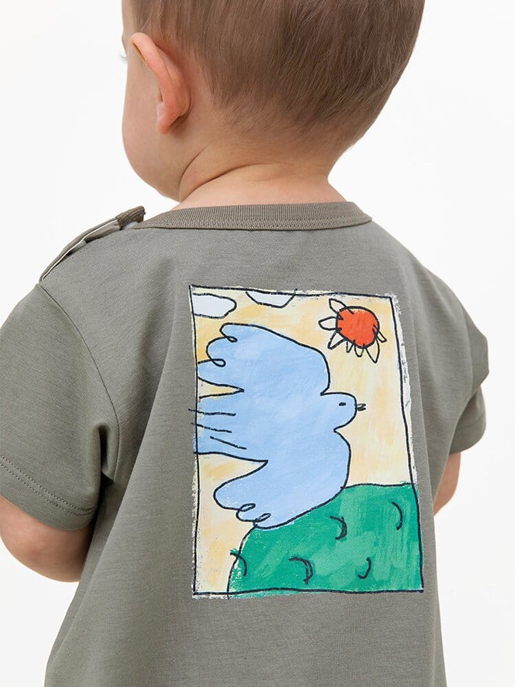 Graphic Printed Lyocell Cotton Romper イラスト 半袖ロンパース【mh0013101】 RICE & SKY 半袖ロンパース